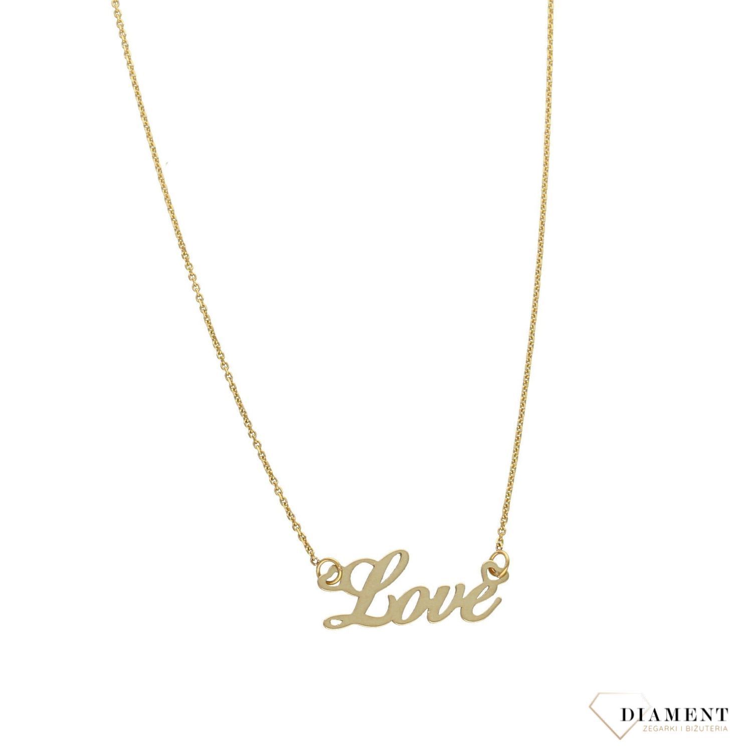 Złoty naszyjnik celebrytka 'Love' Miłość i serduszko NA 360A.jpg